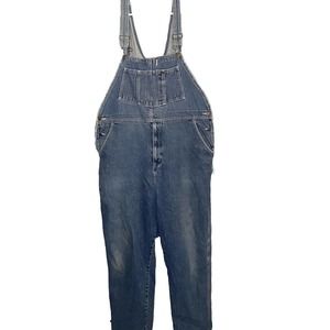 90s‎ Vintage Guide Gear Denim Coveralls Overalls Outerwear VTG 2XL Distressed
